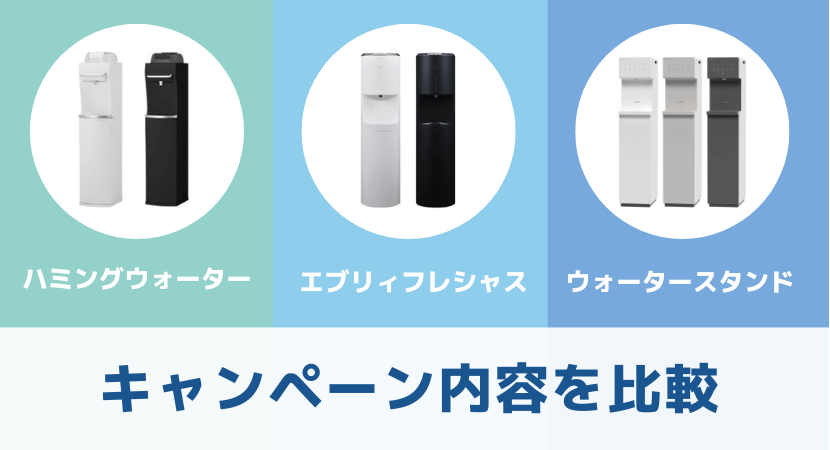他社ウォーターサーバーのキャンペーン内容を比較